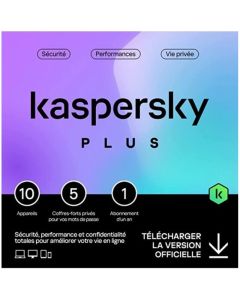 Antivirus KASPERSKY Plus 10 Postes / 1an (KL10428BKFS-25FFP-MA)