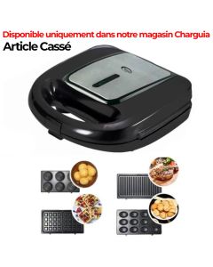 Appareil de Cuisson 4en1 Prova 750W Panini Gaufre Noir