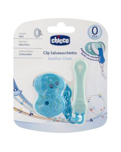 Attache Sucette CHICCO Avec Chaînette - Bleu