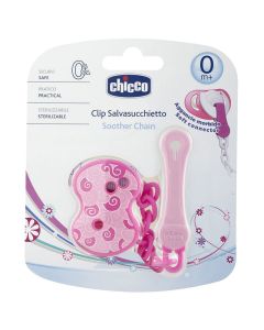 Attache Sucette CHICCO Avec Chaînette - Rose