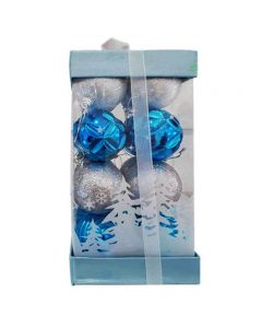 Boule de Décoration Pour Sapin Arbre de Noël - Blanc&Bleu (BDN14)