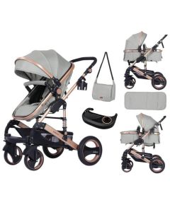 Poussette Landau BELECOO 535-Q3 Avec Sac Maman - Gris