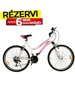 Bicyclette VTT PRADO Apache Pour Dame 18 Vitesse 24''  Blanc/Rose