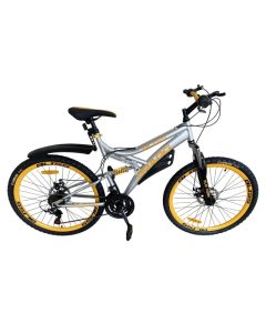 Bicyclette VTT PRADO Bliss Double Jante 18 Vitesse 26'' - Gris Jaune