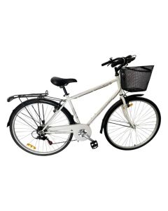 Bicyclette VTT RODEO 27 pouces 6 vitesses avec panier Blanc