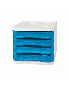 Bloc 4 Tiroirs Faibo Transparent Avec Porte‑Étiquette - 011528