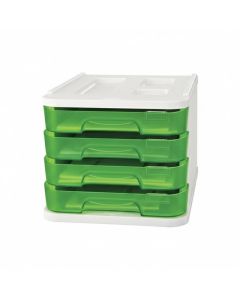 Bloc 4 Tiroirs Faibo Transparent Avec Porte‑Étiquette - 011191