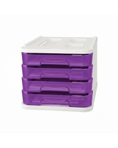 Bloc 4 Tiroirs Faibo Transparent Avec Porte‑Étiquette - 011580