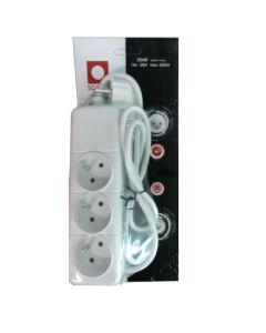 Bloc Multiprise 3 Module SOMEF Sans Interrupteur 1.4M - Blanc