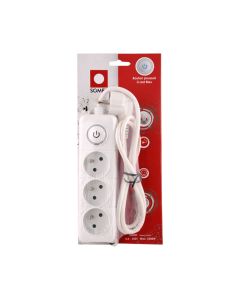 Bloc Multiprise SOMEF 3 Modules Avec Bouton poussoir 1.4 M - Blanc