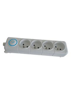 Bloc Multiprise SOMEF 4 Modules Avec Bouton poussoir 1.4 M - Blanc  