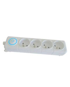 Bloc Multiprise SOMEF 4 Modules Avec Bouton poussoir 1.4 M - Blanc