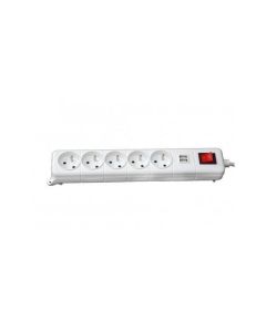 Bloc Multiprise SOMEF 5 Modules Avec Interrupteur + USB 1.4 M - Blanc 