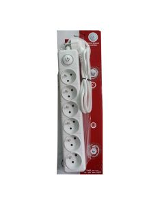 Bloc Multiprise SOMEF 6 Modules Avec Bouton Poussoir 1.4M - Blanc