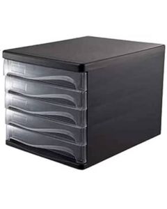 Bloc tiroir ARK 5 étages - Noir & Transparent
