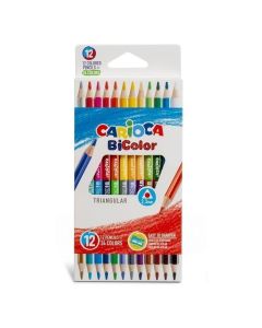 Boîte de 12 Crayons de couleur CARIOCA BiColor Triangulaire