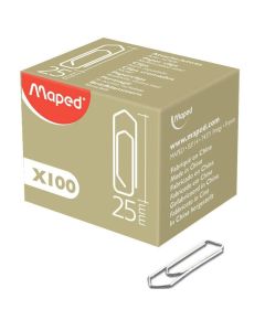 Boîte de 100 Trombones Maped 25 mm - Fournitures de Bureau