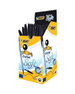 Boîte de 50 Stylos BIC Soft Cristal - Noir