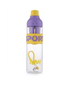Bouteille de Sport Sans BPA 500ml – Violet et Jaune – Anti-Fuite