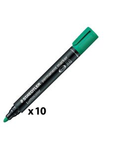 Pack De 10 Marqueurs Permanent STAEDTLER LUMOCOLOR 352 - Vert