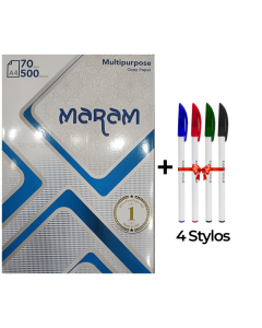 Rame papier MARAM  A4 70 g/m² Extra Blanc + 4 Cadeaux
