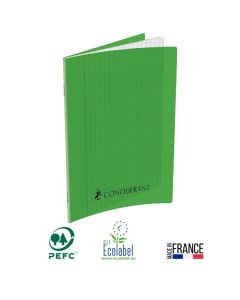 Cahier Piqûre CONQUERANT 192 Pages Seyès 90gr 17x22 cm - Vert 