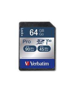 Carte mémoire VERBATIM Pro U3 64Go SDXC CLASSE 10 UHS-I