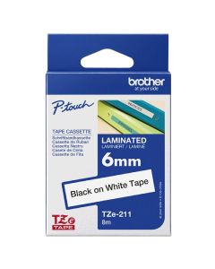 Cassette à Ruban BROTHER TZe-211 6 mm Noir sur blanc