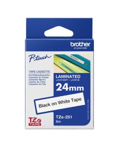 Cassette à Ruban BROTHER TZe-251 24 mm Noir sur blanc