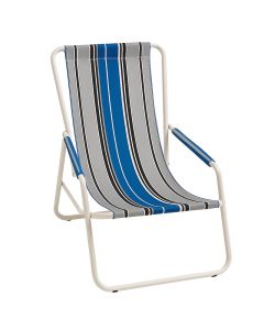 Chaise Longue Pliante Avec Accoudoirs - Bleu&Blanc