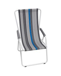 Chaise Longue Pliante Avec Accoudoirs - Gris&Blanc