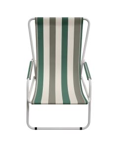 Chaise Longue Pliante Avec Accoudoirs - Vert&Blanc