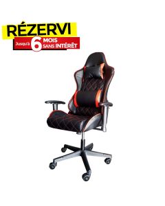 Chaise Pilote Gaming En Tissu Avec Accoudoirs Rembourrés - Noir&Rouge