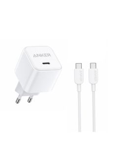 Chargeur Secteur Anker 20W USB-C + Câble Type-C - Blanc