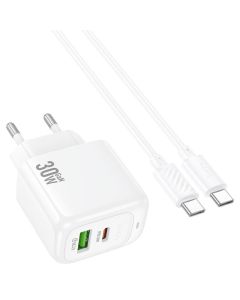 Chargeur Hoco CS55A 30W avec Câble Type-C Blanc