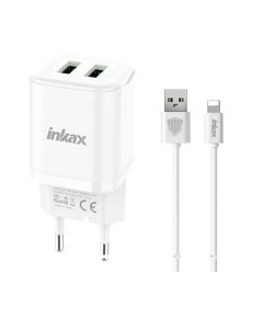 Chargeur INKAX HC-02 Avec Câble Lightning - Blanc