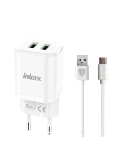 Chargeur INKAX HC-02 Avec Câble Micro USB - Blanc