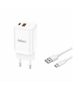 Chargeur Inkax 20W HC-05 2 Ports USB/Type-C + Câble Micro USB