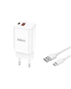 Chargeur Inkax HC-05 Avec 2 Ports USB/Type-C + câble Type-C 20W