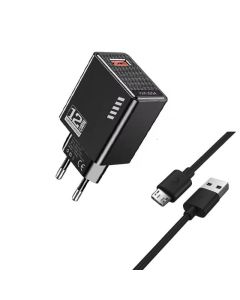 Chargeur KAKUSIGA Fast avec Cable USB-A vers Micro 1M - Noir