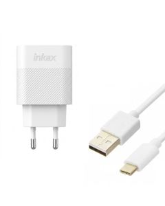 Chargeur INKAX 12W USB-A avec câble USB-C 5V/2.4A - Blanc
