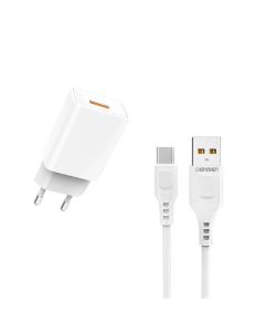 Chargeur Secteur DENMEN DC01V 2.4A avec Câble Micro USB - Blanc