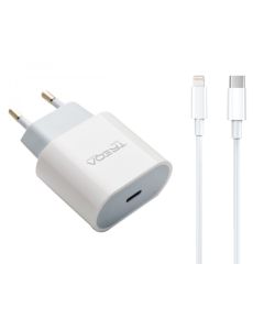 Chargeur TREQA CH-9025 USB-C Lightning 20W - Blanc