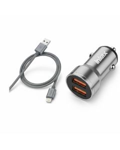 Chargeur Voiture INKAX Avec Câble Lightning CA02B - Silver