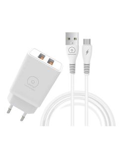 Chargeur WUW T55 3.1A Type C - Blanc