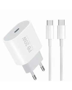 Chargeur WUW T79 avec Port Type-C + Câble Type-C 20W - Blanc