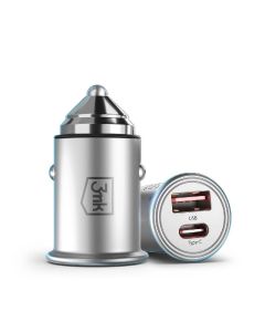 Chargeur de Voiture 3MK 45W USB-C + USB-A - Argent