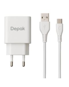 Chargeur Smartphone Depak  Avec Cable Type C - Blanc 