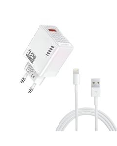 Chargeur smartphone KAKUSIGA Avec Cable USB vers IOS - Blanc