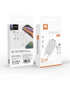 Chargeur WUW T55 3.1A Lightning - Blanc